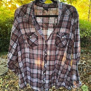 Torrid Size 3 Long Sleeve Button Down Plaid Top